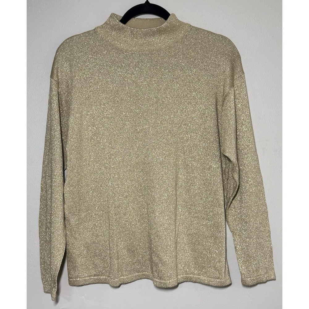 I.B. Diffusion Gold Metallic Sweater Women's Size Large Evening Holiday Sparkle